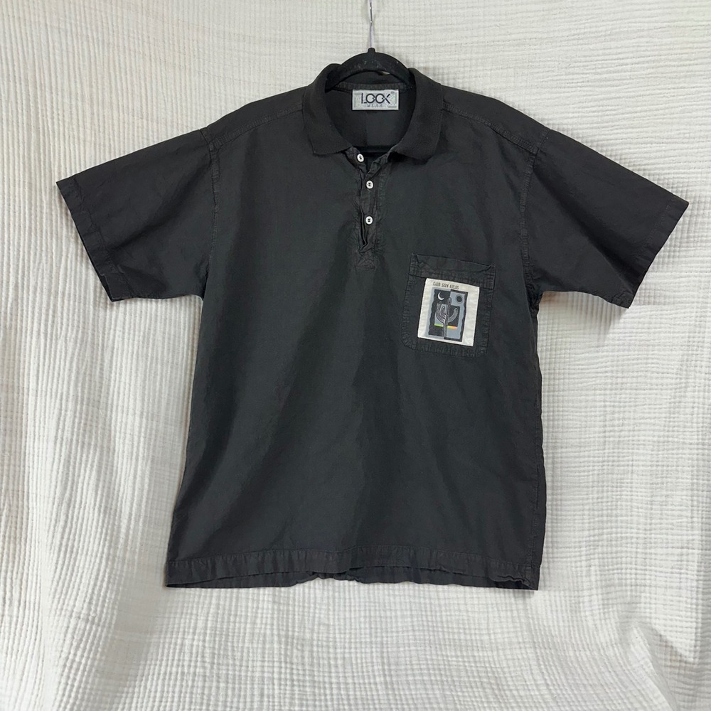 Vintage Cabo San Lucas black Polo Single stitch 100% cotton pocket L